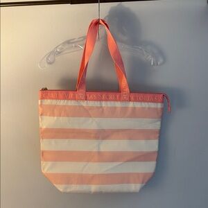 Victoria's Secret Coral and White Striped Tote